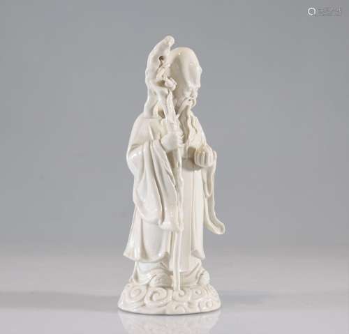 Statue de Chou lao en blanc de chine d'époque QingPoids: 1.0...