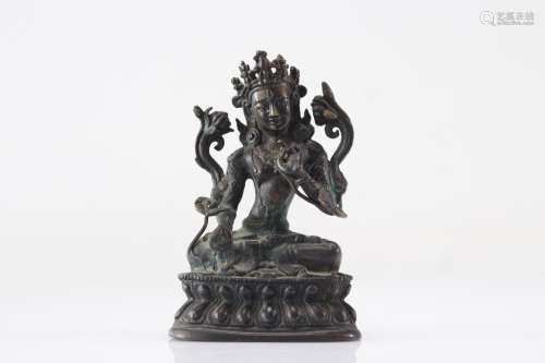 Bodhisattva Sino Tibetain - bronze patiné 18 ou 19ème siècle...