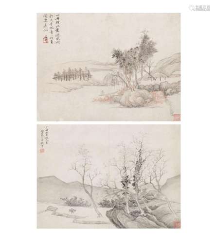 ATTRIBUTED TO WANG HUI (1632-1717) Two album leaf paintings