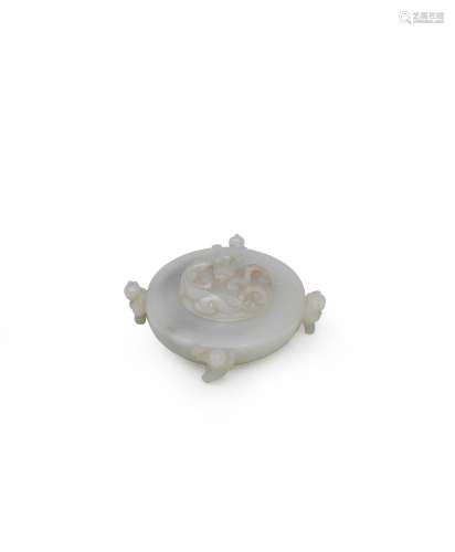 A WHITE JADE 'BOYS' BRUSHWASHER AND A COVER  18th ce...