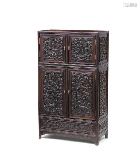 A RARE IMPERIAL ZITAN 'DRAGON' CABINET, KANGGUI 18th...