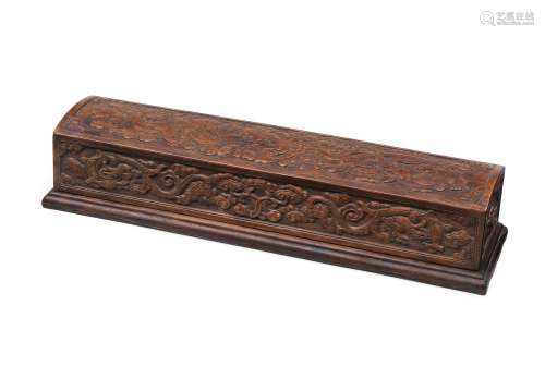 A HUANGHUALI SCROLL BOX AND COVER 18th century