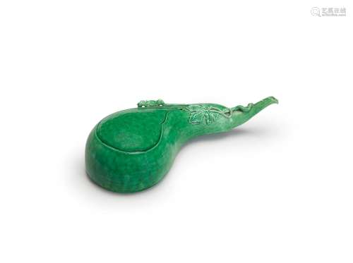 A GREEN-GLAZED 'GOURD' WATER DROPPER  18th century