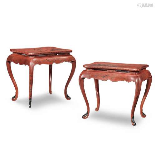 A PAIR OF TIANQI AND QIANGJIN RECTANGULAR LACQUER STANDS  17...