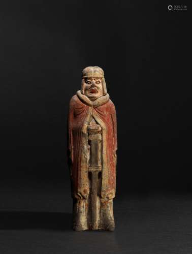 STATUETTE DE GARDIEN EN TERRE CUITE Dynastie Wei (386-550 ap...