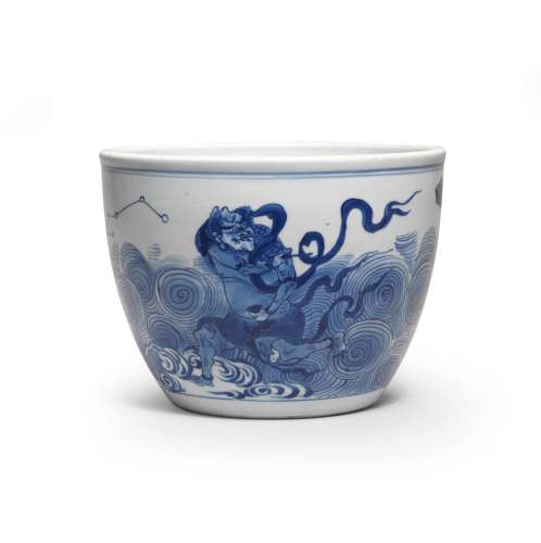A RARE BLUE AND WHITE DOCUMENTARY 'KUI XING' VESSEL ...