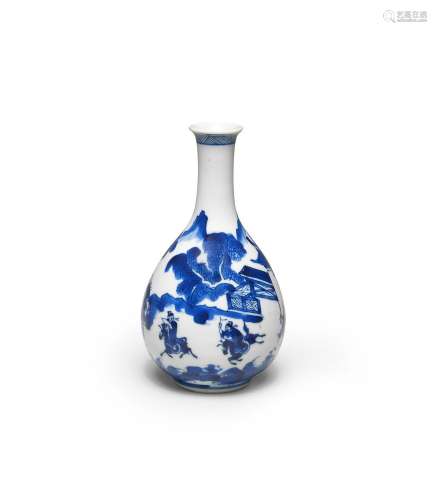 A VERY FINE BLUE AND WHITE 'HAN XIN' PEAR-SHAPED VAS...