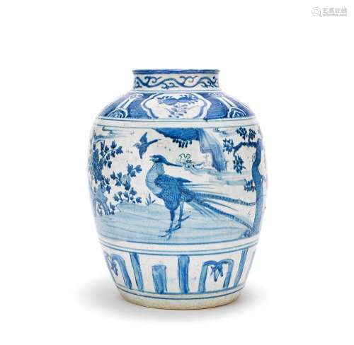 A LARGE BLUE AND WHITE JAR Wanli