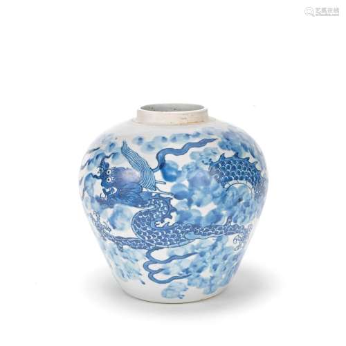 A BLUE AND WHITE 'DRAGON' JAR Shunzhi