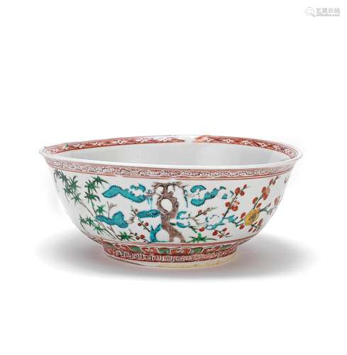 A LARGE POLYCHROME 'THREE FRIENDS OF WINTER' BOWL Un...