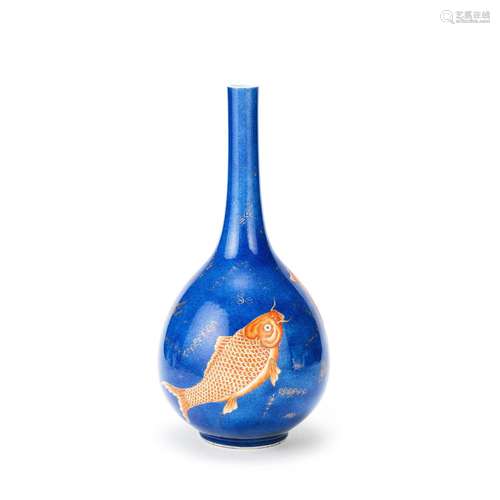 A POWDER BLUE AND IRON-RED 'CARP' BOTTLE VASE Kangxi