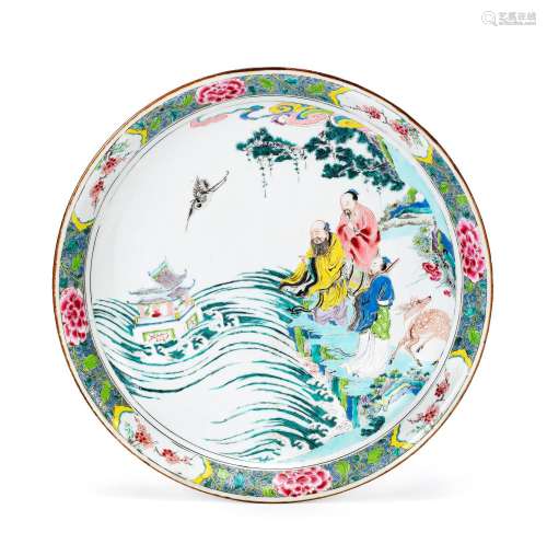 A LARGE FAMILLE ROSE 'IMMORTALS' DISH Yongzheng