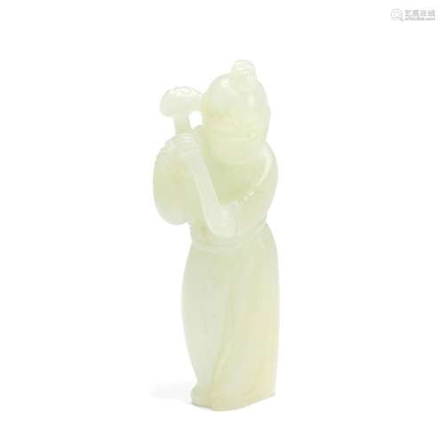 A PALE GREEN JADE FIGURAL CARVING 18th/19th century