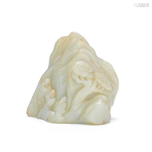 A PALE GREEN JADE BOULDER Late Qing Dynasty