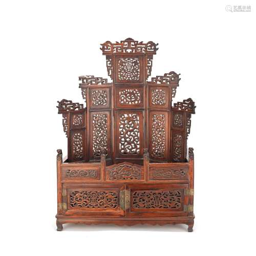 A HUANGHUALI MIRROR CABINET AND COSMETIC CHEST 19th/20th cen...