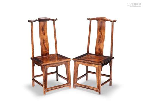 A PAIR OF HONGMU YOKEBACK CHAIRS 20th century