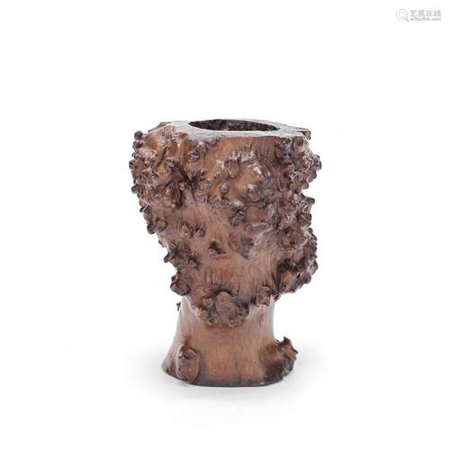 A ROOTWOOD BRUSHPOT, BITONG 19th century