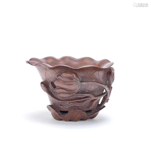 A BAMBOO LIBATION CUP  Qing Dynasty