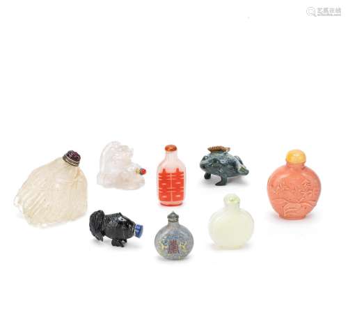 A GROUP OF EIGHT VARIOUS SNUFF BOTTLES Qing Dynasty to 20th ...