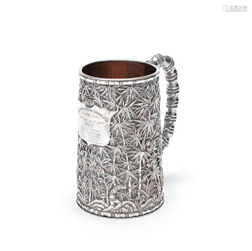 A CHINESE EXPORT COMMEMORATIVE SILVER TANKARD Dated 1875, ma...