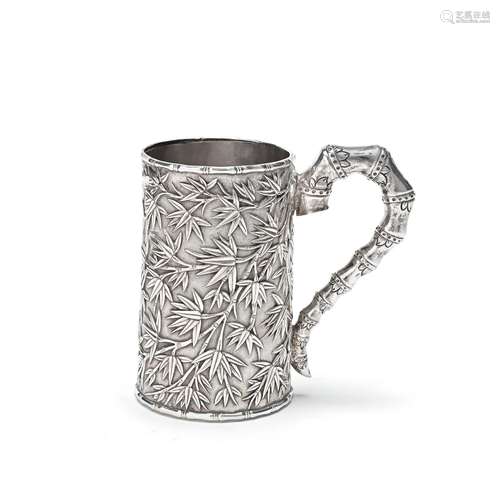 A CHINESE EXPORT SILVER TANKARD Circa 1870, marked KHC, Khec...