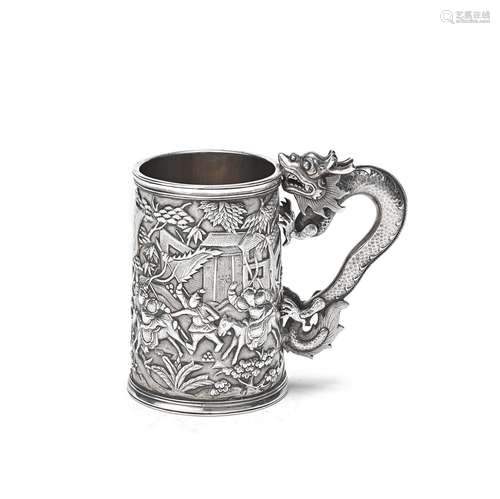 A CHINESE EXPORT SILVER TANKARD Circa 1870, Marked LC, Leech...