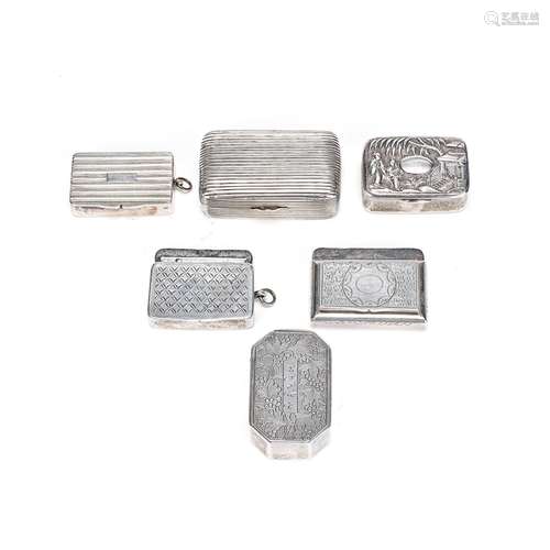 A GROUP OF SIX CHINESE EXPORT SILVER BOXES AND A REFERENCE B...