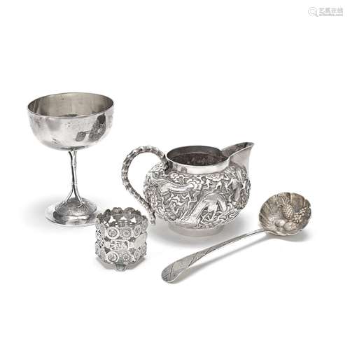 A GROUP OF CHINESE EXPORT SILVER OBJECTS 19th century and ea...