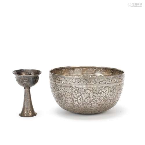 A REPOUSS&#201; SILVER BOWL AND A REPOUSS&#201; SILV...