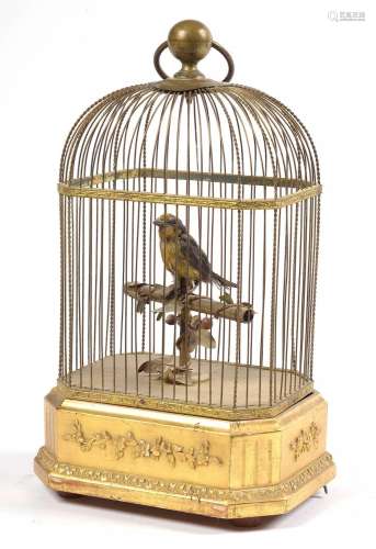 "Cage à oiseau chanteur automate" à cage en laiton...
