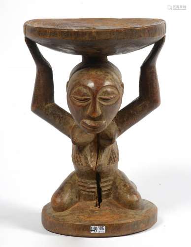 Tabouret Luba dit "Lupona" en bois sculpté d'un &q...