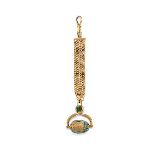 18k yellow gold and gem-set chatelaine