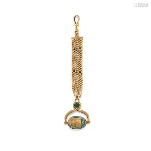 18k yellow gold and gem-set chatelaine