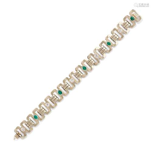 Diamond and emerald bracelet