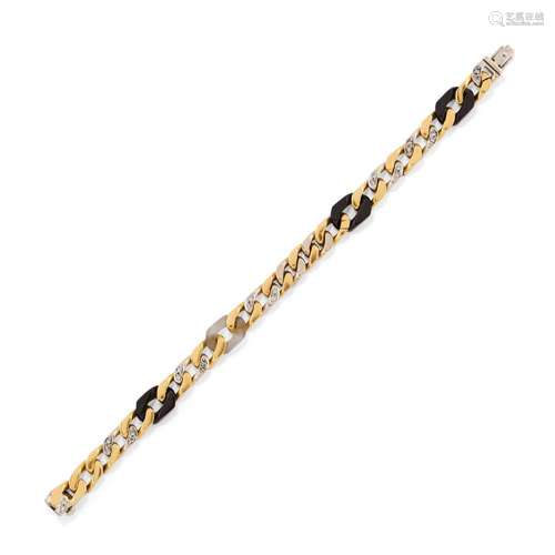 18k two tone gold and gem bracelet