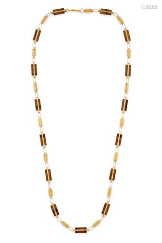 Bone and tiger’s eye long necklace