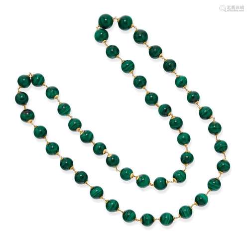 Long malachite necklace