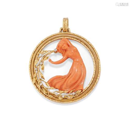 Momo coral pendant, Romolo grassi milano