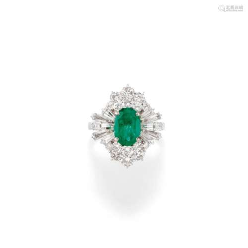 Diamond and emerald ring