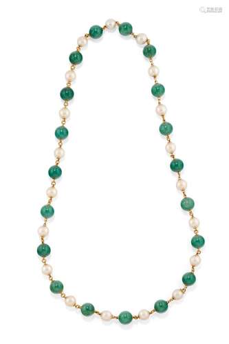 aventurine and cultured pearl necklace