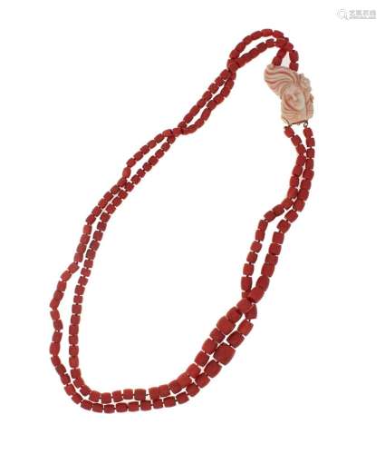 red and pink coral necklace