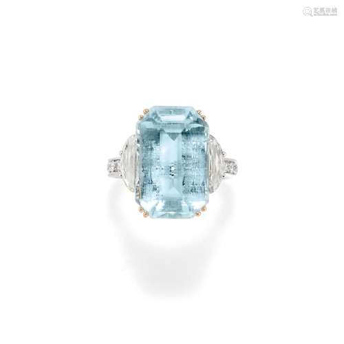 Aquamarine and diamond ring