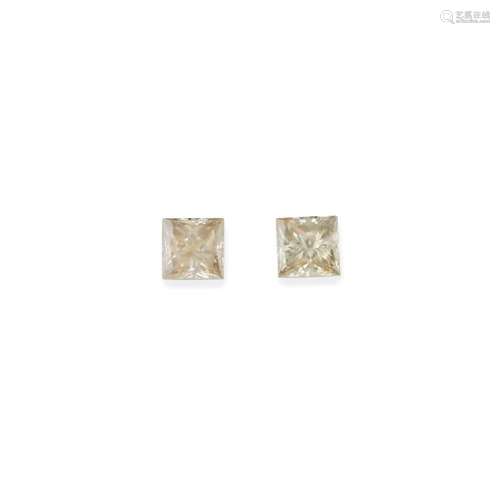 pair of unmounted fancy diamonds