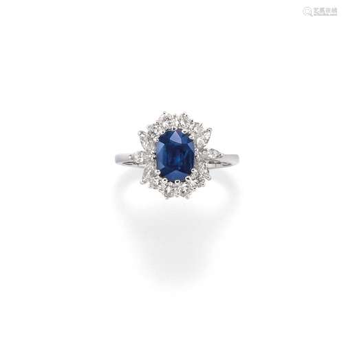 blue sapphire and diamond ring