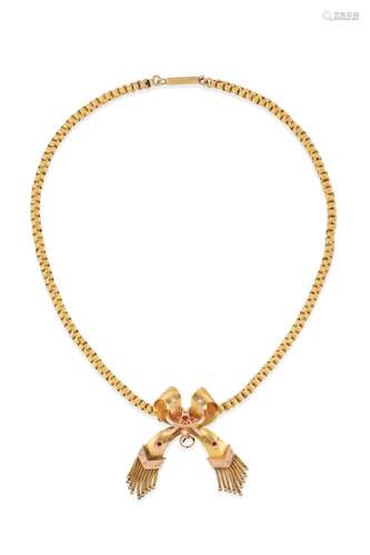 14k yellow gold and gem-set necklace