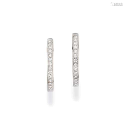 Pair of diamond hoop earring