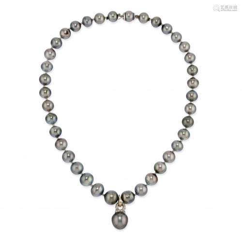 South Sea Tahitian pearl and diamond demi-parure