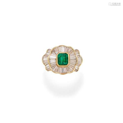 Emerald and diamond ring