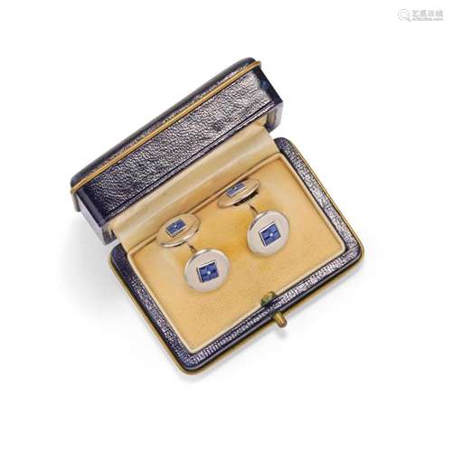 pair of blue sapphire cufflinks