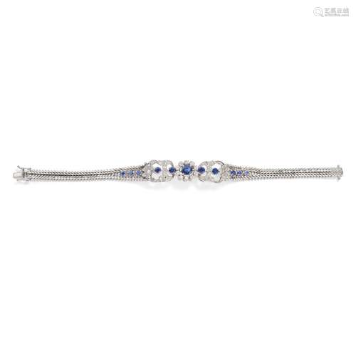 Blue sapphire and diamond bracelet